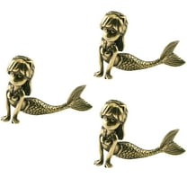 3pcs Mermaid Sculpture Brass Mermaid Statue Decorative Mermaid Craft Living Room Decor