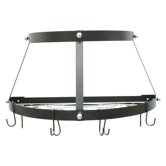 Range Kleen CW6002 Enameled Double Shelf 12 inches Tall Wall Mounted Pot Rack - Black
