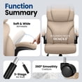 thumbnail image 6 of STACOO High Back Executive Office Chair 400lbs, Big and Tall Ergonomic Desk Chair with Lumbar Support & Flip-up Armrests, PU Leather Swivel Chair with Adjustable Height – Beige, 6 of 9