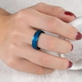 thumbnail image 2 of 6mm Blue/Black/Silver Frosted Band Womens Titanium Steel Wedding Rings Size 6-11, 2 of 6