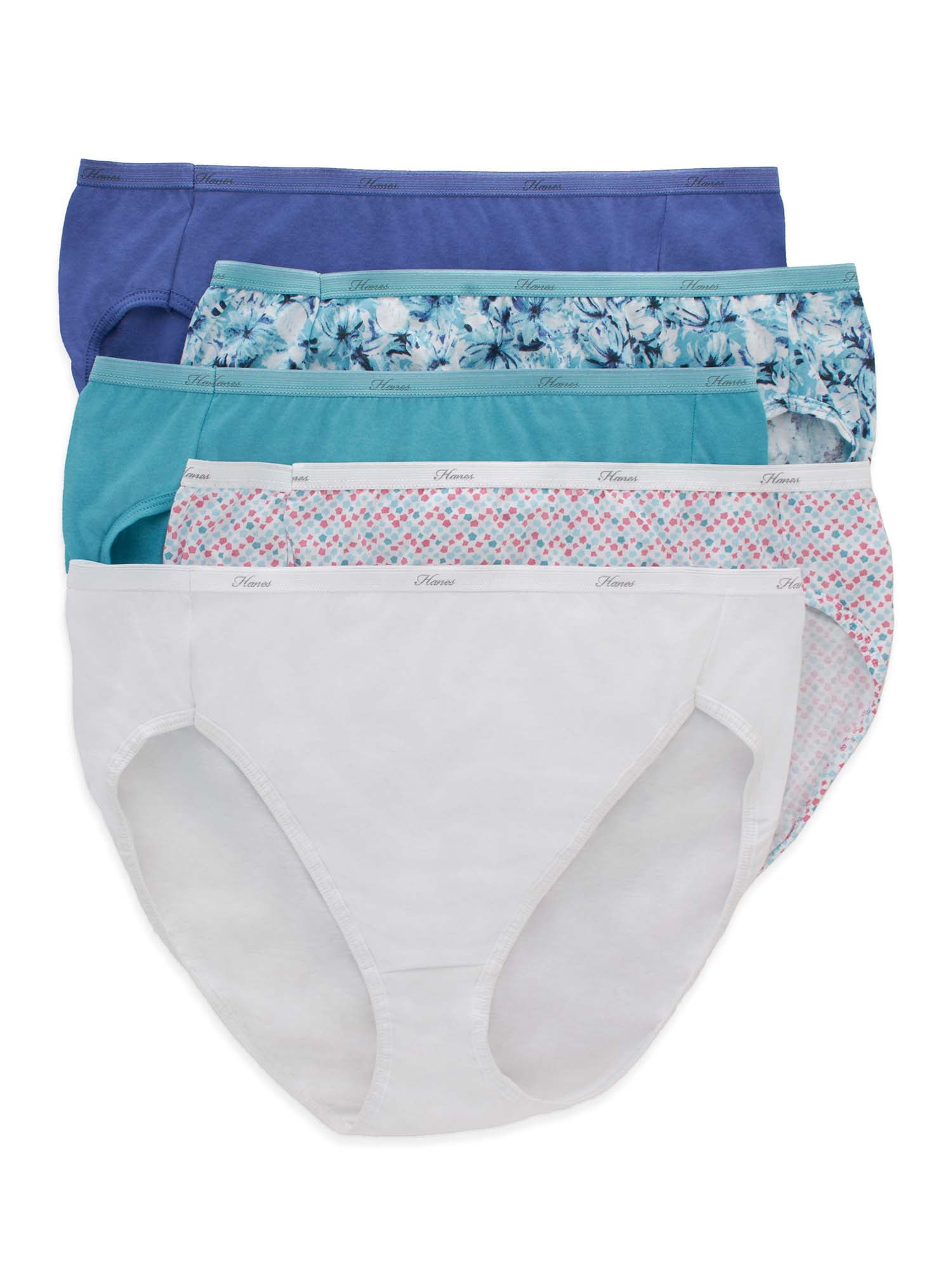 Available in Regular and Plus Sizes Hanes Womens Cotton Hi Cut Underwear 