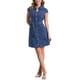 thumbnail image 2 of Vestido de mezclilla casual para mujer INSPIRE CHIC con cinturón, botones y escote en V, vestido de camisa de mezclilla XL azul oscuro, 2 of 6