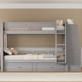 thumbnail image 3 of Mirightone Wood Full over Full Bunk Bed with Desk and Trundle, Bunk Bed with Storage Bookshelves, Full Size Bunk Bed for Teens Adults, Gray, 3 of 7