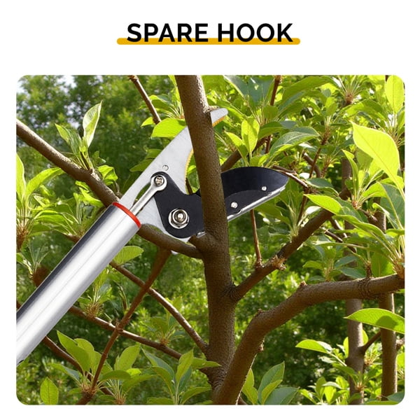 Long Reach Pruner for Garden, Cut & Hold Telescopic Pole Pruner, Fruit Picker Tree Branch Cutter with Lightweight Aluminum Extendable Handle, 5.9-9.8 FT