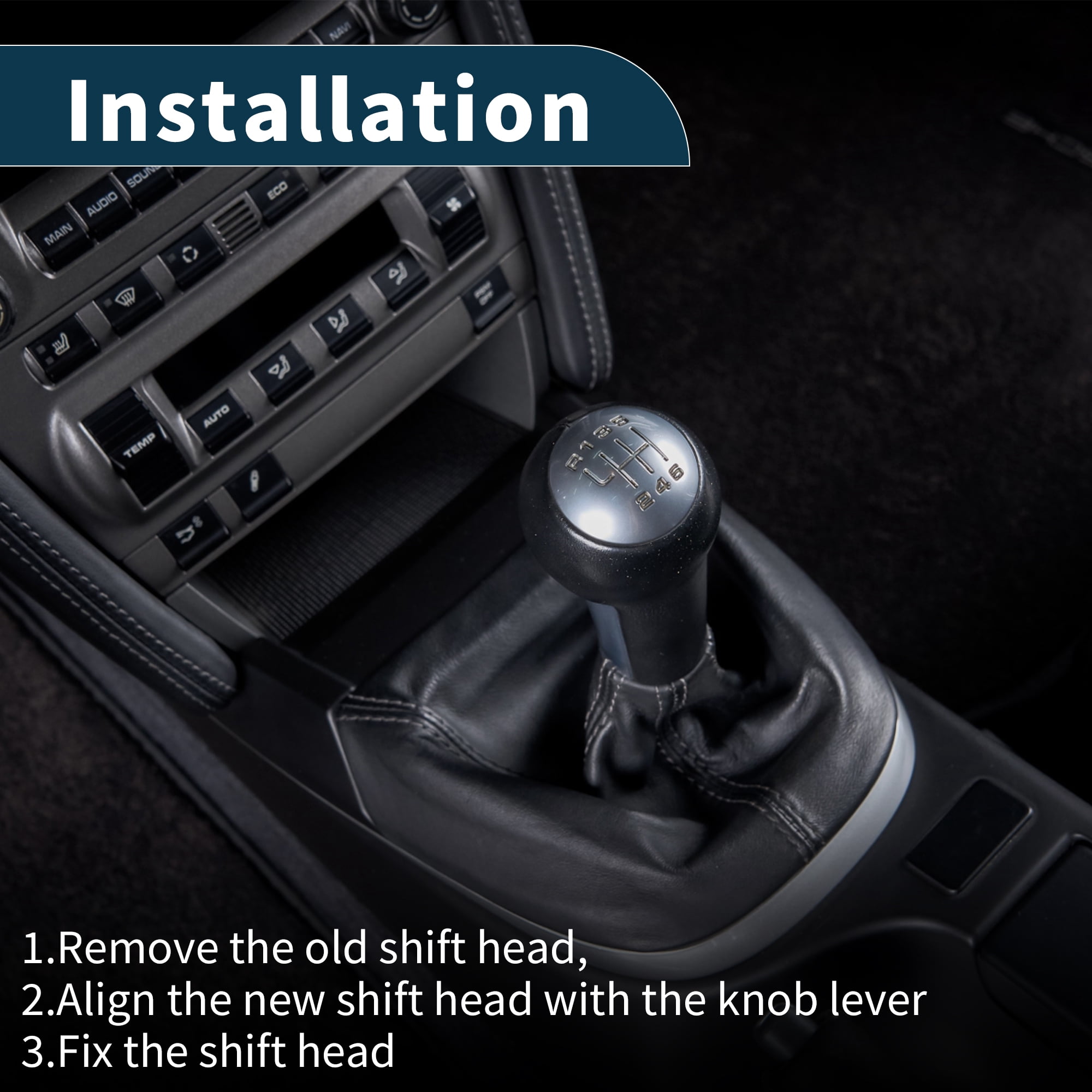 Unique Bargains Gear Shift Knob W/ Cover 6 Speed Manual Stick Shifter Knob for Volkswagen Passat Limo 05-11 Faux Leather