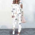 thumbnail image 2 of Elainilye Fashion Women's Tracksuit Two-piece Sets Loose Solid Long Sleeve Sweatshirts And Sweatpants Set Casual Sweatsuit,White, 2 of 5