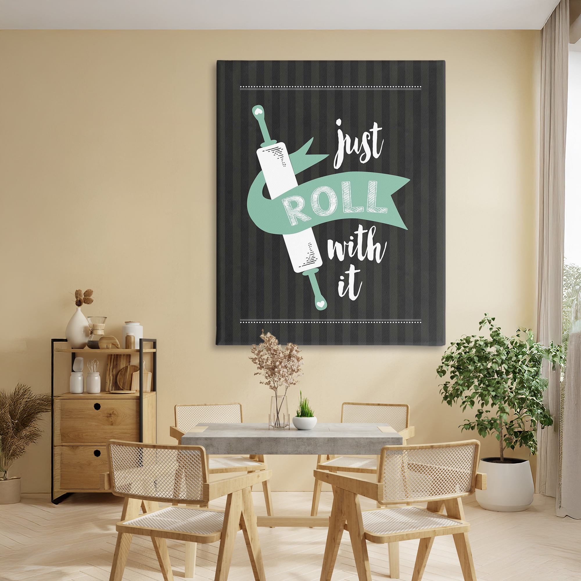 Roll With It Black & Green Canvas Wall Art, design by Lettered and Lined