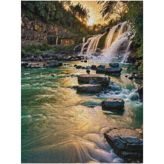 Puzzles for Adults 500 Piece, Mountains Waterfall Water Flow Creek Stream Landscape Jigsaw Puzzle for Adults and Families, Family Activities Games, Puzzles & Games