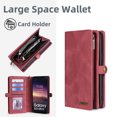 thumbnail image 2 of for Samsung Galaxy S23 Ultra Zipper Leather Wallet Case with Credit Card Slots Holder Wrist Strap Handbag Kickstand Cover, Soft Silicone Shockproof Magnetic Car Mount Detachable Phone Case,Red, 2 of 7