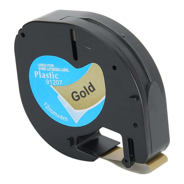 Repuestos de cinta de etiquetas Cinta de 12 mm x 4 m BlackonGold para etiquetadora Dymo Letratag
