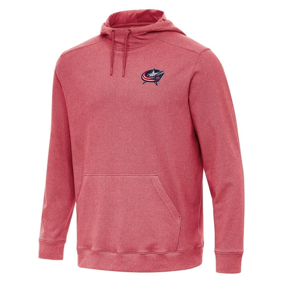 Men's Antigua Heather Red Columbus Blue Jackets Cloud Pullover Hoodie