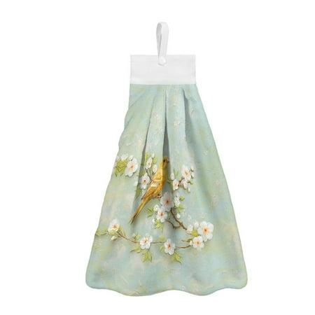 

ZIATUBLE Bird Flower Hanging Hand Towels Oil Painting Hanging Kitchen Dish Towel Breathable Hand Towels for Bathroom with Loop 3 Piece Quick Dry Hanging Hand Towels for Restroom Living Room