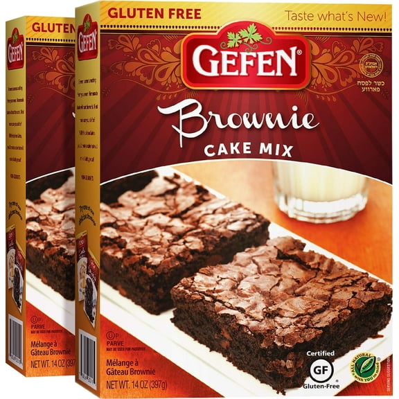 Gefen Gluten Free Brownie Fudge Cake Mix 14oz (2 Pack) | Grain Free | Soy Free | Dairy Free | Kosher for Passover, Quick and Easy instructions