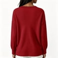 thumbnail image 4 of LEAVINGSUO Fall Tops for Women 2026 Casual Tops Loose Solid Long-Sleeve Button V-Neck Lace Blouse Sweater Red XL, 4 of 6