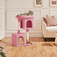 thumbnail image 2 of Alden Design 33.5"H Multilevel Plush Cat Tree with Scratching Posts Basket, Pink, 2 of 7