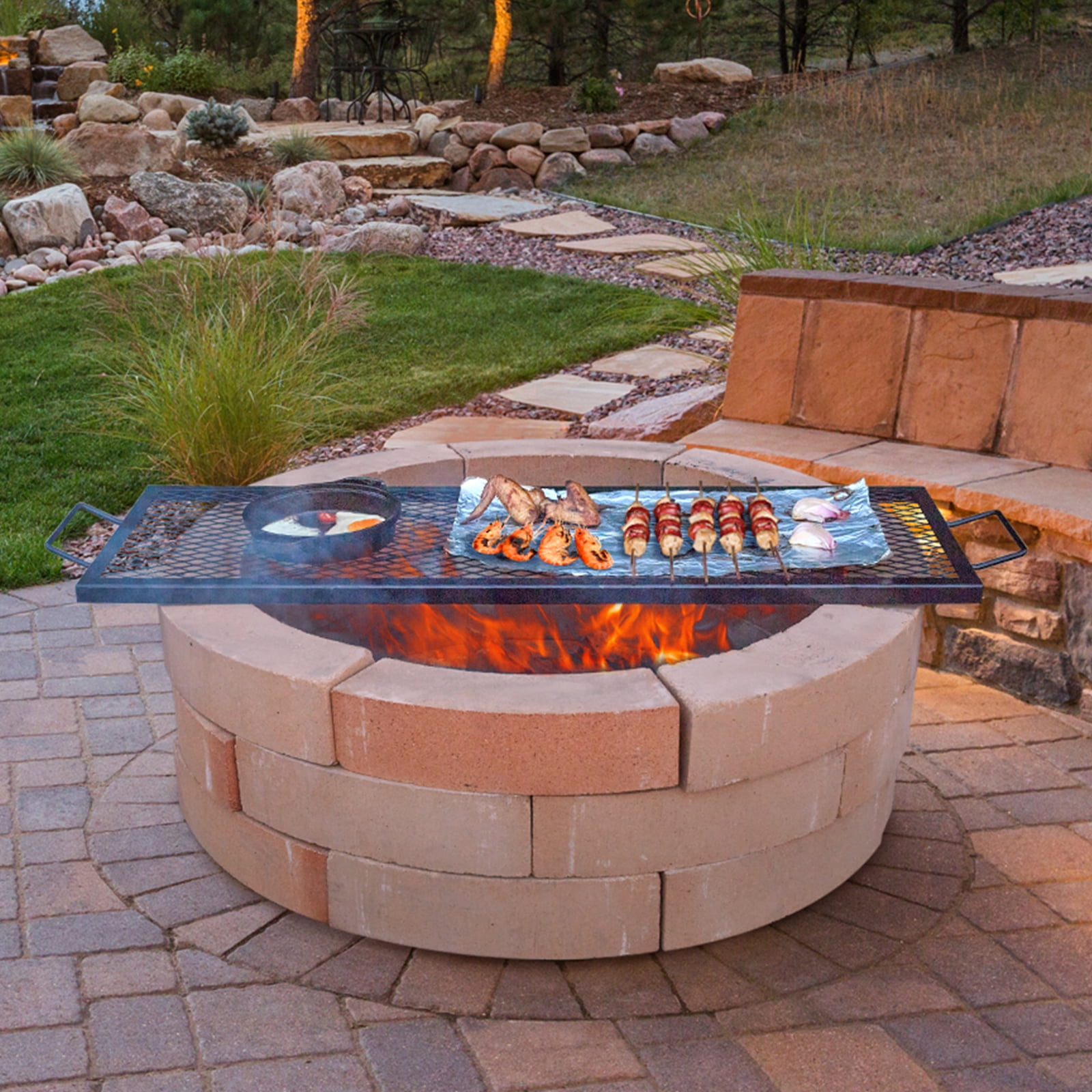 BENTISM 44" Rectangle Cooking Grate Fire Pit Grill Grate XMarks Heavy