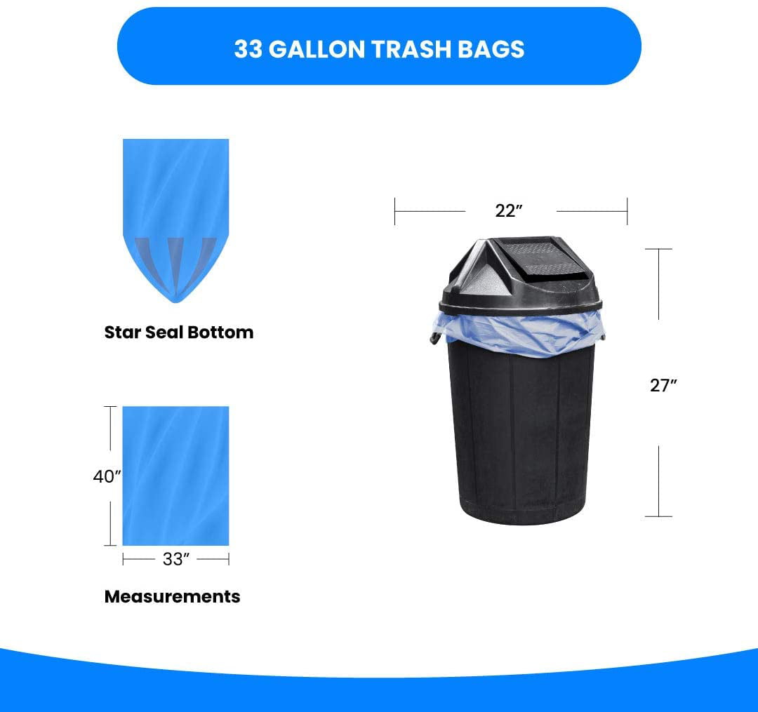 120 Count Blue Trash Bags 30-35 Gal SuperValue 33 Gallon Recycling Bags Reli