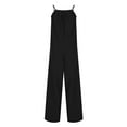 thumbnail image 5 of Usmixi Jumpsuits for Women Dressy Casual Solid High Waist Loose Wide Leg Spaghetti Strap Jumpsuits Overalls Summer Square Neck Sleeveless Plain Long Formal Rompers Black s, 5 of 6