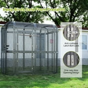 Walnest Large Walk-in Cage 77-inch Heavy Duty Bird Cage Outdoor Diamond Grid Aviary Parrot Cage with 2 Feeding Bowls(Sliver)