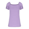 thumbnail image 6 of Timegard Womens Tops Summer Casual Drop Shoulder Ruched Short Sleeve Slim Comfy Solid Color Tops Tee, 6 of 8