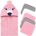 thumbnail image 2 of Unisex Hooded Baby Bath Towel for Newborn with 5 Baby Washcloths Animal Ultra Absorbent and Soft Cotton Hooded Bath Towel for Toddler Infant, 2 of 8