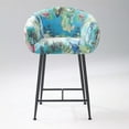 thumbnail image 2 of Benjara 26 Inch Counter Stool Chair, Botanical Floral Print Blue Velvet, Black Legs, 2 of 5