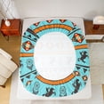 thumbnail image 5 of Homewish Retro Boho Tribal Twin Sheet Sets,Rustic Farmhouse Horse Twin Fitted Sheet,Cyan Orange Flat Sheet For Boy Kids,Ultra Soft Home Decor,3 Pieces, 5 of 7