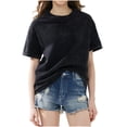 thumbnail image 2 of mfyjkho Tops Elegantes Para Mujer, Camisa De Verano Para Mujer, De Manga Corta, Cuello Redondo, Holgada, Con Estampado Versátil Y Cruzado En La Espalda Tops Para Salir Para Mujer Xl, 2 of 6