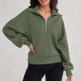thumbnail image 2 of Tiweut Sweatshirts for Womens Long Sleeve Round Neck Half Zip Pullover Solid Color Loose Fit Tops Army Green,L, 2 of 4