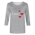 thumbnail image 4 of Wowcloth Women's Valentine Print Round Neck T-Shirt, Three-Quarter Sleeve Loose Fit, Casual Comfortable for Daily Wear and Holiday, 4 of 5
