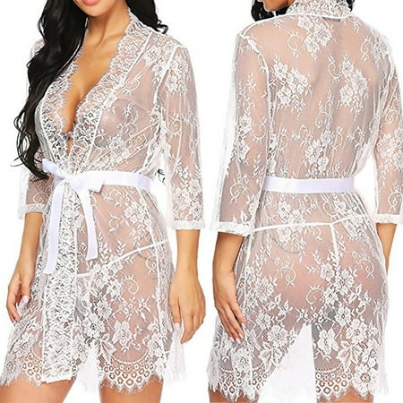 

〖Yilirongyumm〗 White S Pajamas For Women Sleepwear Polyester Lace Belt Daily Woman