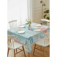 thumbnail image 2 of Teal Red Coastal Rectangle Tablecloth, Nautical Seahorse Beach Coral Starfish Waterproof & StainResistant Tablecloth, Washable Oil-proof Table Cover for Dining/Party/Wedding/Camping/Buffet 52x70 In, 2 of 9