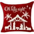 thumbnail image 3 of Set of 2 Snowflake Jesus Oh Holy Night Cotton Linen Decorative Square Throw Pillow Cover Cushion Case for Sofa Couch 18x18 Inches (Jesus), 3 of 4