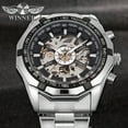 thumbnail image 4 of Tignapoo T-WINNER Skeleton Automatic Men's Watch with Stainless Steel Band, Black Dial, 46mm Case, 4 of 7