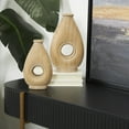 thumbnail image 2 of DecMode 10", 8"H Teardrop Brown Wood Vase with Cutout Center, Set of 2, 2 of 10