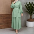 thumbnail image 3 of Elegant Women'S Two Piece Outfit Long Sleeve Tunic And Midi Skirt Set For Daily Wear, 3 of 6