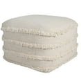 thumbnail image 6 of LR Home Small Fringe Striped Indoor Square Pouf, Beige, 18" x 18" x 14", 6 of 9