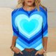thumbnail image 1 of TaTaai Women's 3/4 Sleeve Layered Heart Print Round-neck Top, Valentine's Day Standout Pick, Casual Daily Fashion Home Top Gift, 1 of 6