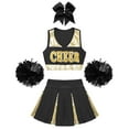 thumbnail image 2 of Miaeowve Tenue d'Uniforme de Cheer pour Filles du Secondaire pour Fête Musicale Vêtements de Cheerleading avec Pompons A Noir 14, 2 of 4