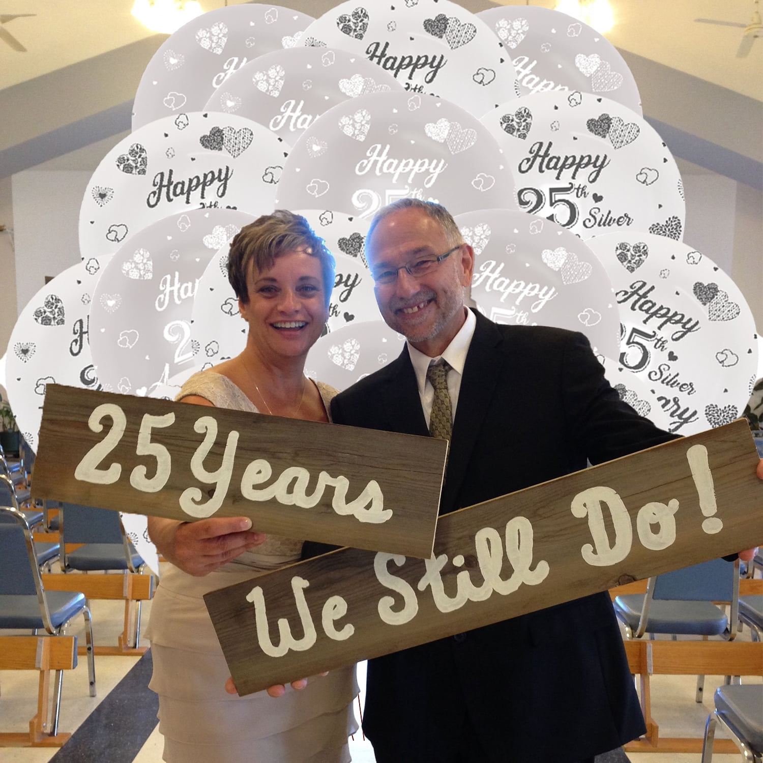 25th Anniversary Decorations, Happy 25th Silver Anniversary Party, Silver And White Latex Balloons 20pcs For 25th Wedding Anniversary Party Decorations Supplies