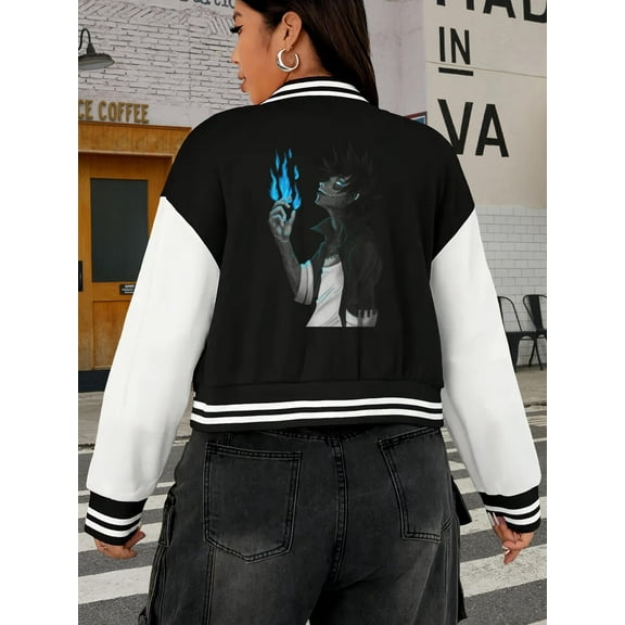 Women's Dark Academia Baseball Jacket Varsity Jacket Big Size Dabi Anime Goodies