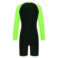 thumbnail image 2 of inhzoy Kids Girls One Piece Swimwear Long Sleeve Boyleg Swimsuit UPF 50+ Shorty Rashguard Wetsuit Fluorescent_Green 10, 2 of 5