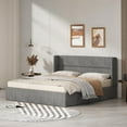 thumbnail image 3 of Zanmintaobo King Lift up Storage Bed,Wingback Headboard,Hydraulic Flannel Upholstered,Metal Frame,No Box Spring Needed,Easy Assembly,Graphite Gray, 3 of 5