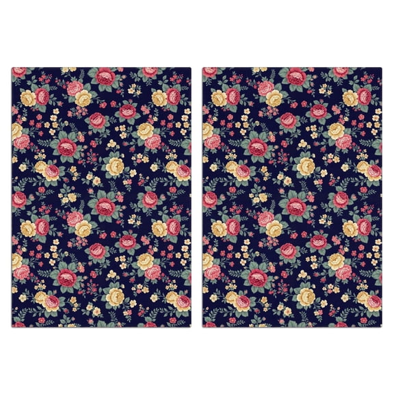 2 Pcs Pioneer Flower Floral Print Pattern Funny Kitchen Towels, Microfiber Dish Towels, Kitchen Tea Towels Set 18" X 26"