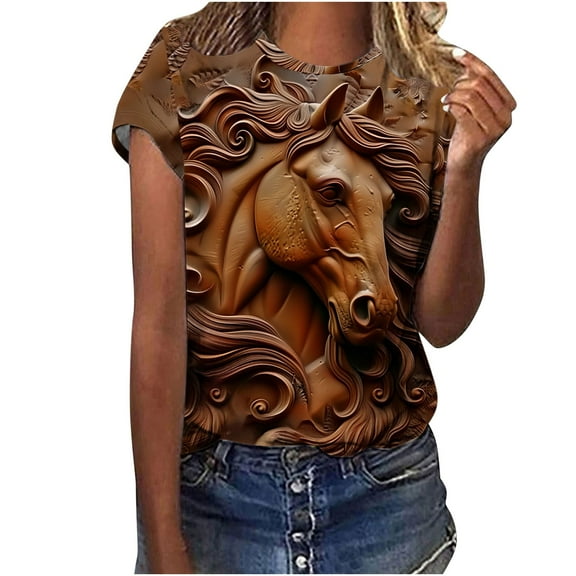 Bogo Womens Tops Trendy Red Womens Tops Short Sleeve Loose Fit 1X Casual Blouses For Women Western T Shirts For Women Graphic Vintage