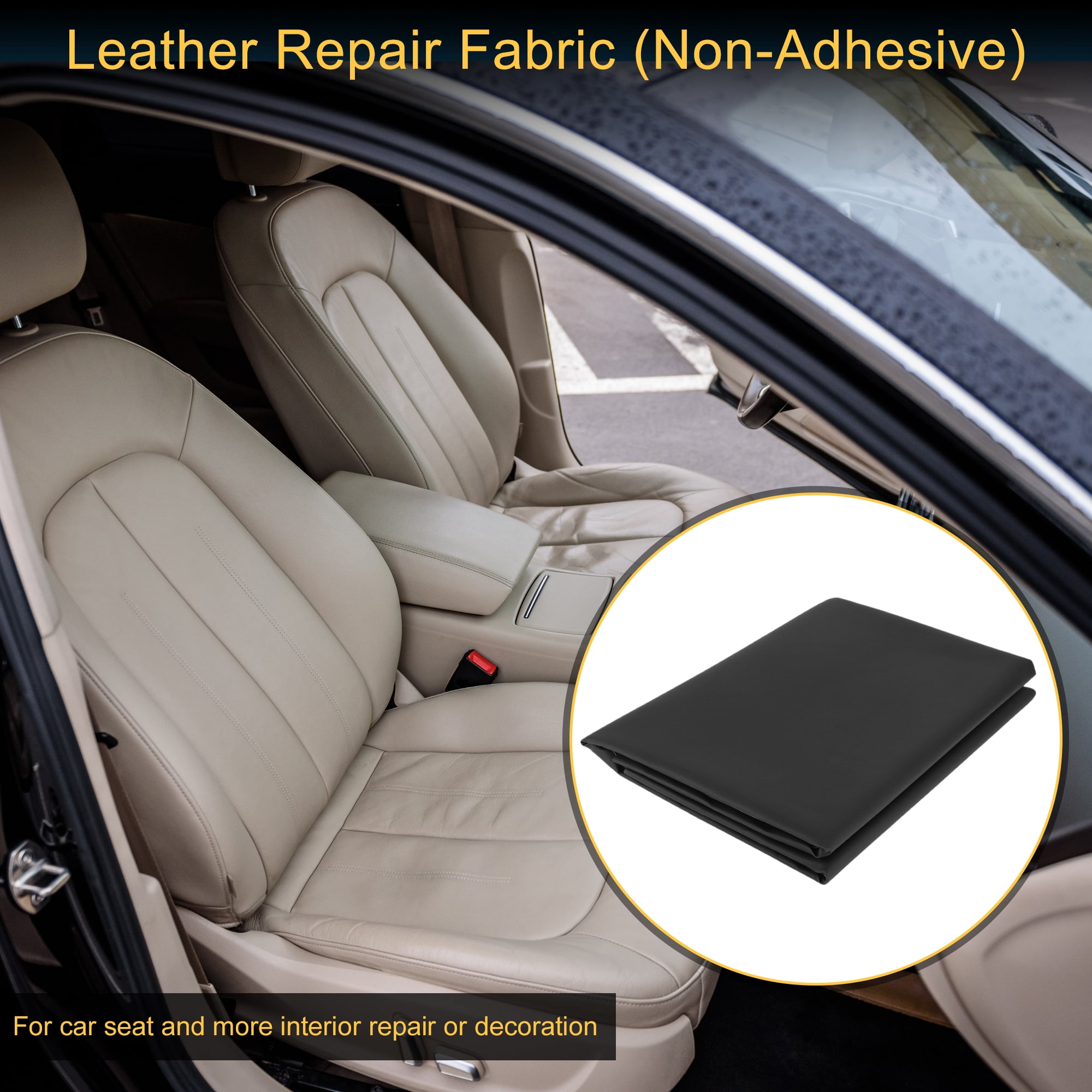 Unique Bargains Leather Fabric Upholstery Leather Repair Patch 182x137cm for Automotive Car Boat Seat Sofa Couches Chair Interior Trim DIY Black 1 Pcs