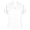 thumbnail image 4 of Camisetas de Verano de Manga Corta de las Mujeres de Cuello en V de Estiramiento de Cuatro Vías, Camisetas Casuales de las Mujeres de Color Sólido, 4 of 9