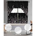 thumbnail image 2 of Black Botanical Swag Curtains for Living Room/Bedroom Windows, Dragonfly Flower Leaf Retro Style Kitchen Curtains and Valances Set 36 Inch Length, Light Filtering Swags Valance Curtain Panels, 2 of 5