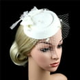 thumbnail image 3 of IDALL Fascinators Hats Tea Party Hats Fascinators Hat Tea Party Headwear Ribbons Feathers on a Headband and a Clip Party Hats Fascinator Headband White One Size, 3 of 7
