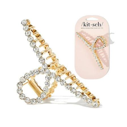 Kitsch Gold Loop Metal Rhinestone Claw Clip 1 ea